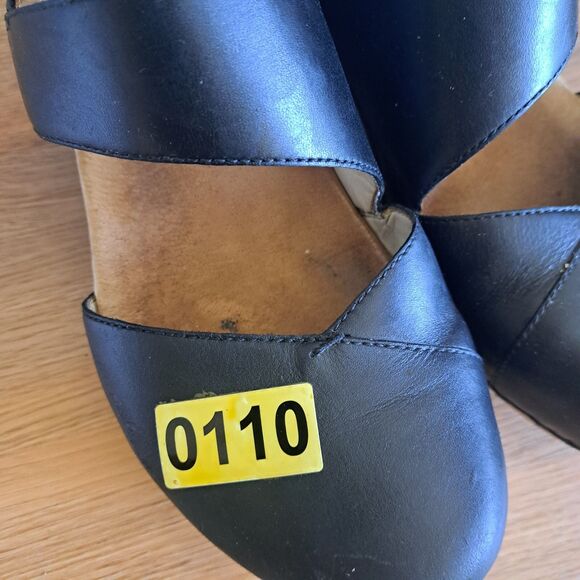 Dansko Thea Leather Clogs Slingback Sandals Wood Cut Out Black Womens 38 7 7.5 - Picture 10 of 10